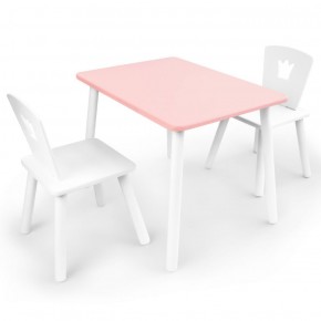 Комплект детской мебели стол и два стула Корона  (Розовый/Белый/Белый) в Заводоуковске - zavodoukovsk.mebel-74.com | фото