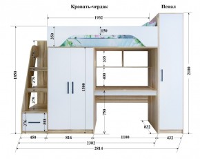 Кровать-чердак Тея (*Без Пенала) в Заводоуковске - zavodoukovsk.mebel-74.com | фото