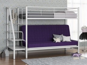 Кровать двухъярусная с диваном "Мадлен-3" (Белый/Фиолетовы) в Заводоуковске - zavodoukovsk.mebel-74.com | фото