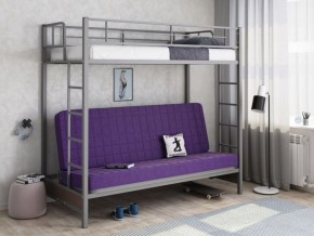 Кровать двухъярусная с диваном "Мадлен" (Серый/Фиолетовый) в Заводоуковске - zavodoukovsk.mebel-74.com | фото