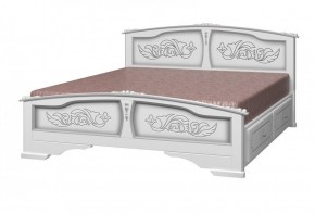 ЕЛЕНА Кровать из массива 1600 (Белый жемчуг) с 2-мя ящиками в Заводоуковске - zavodoukovsk.mebel-74.com | фото