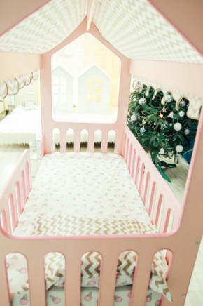 Кровать-домик без ящика 800*1600 (Розовый) в Заводоуковске - zavodoukovsk.mebel-74.com | фото