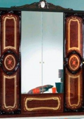 Шкаф 4-х дверный с зеркалами (01.144) Роза (могано) в Заводоуковске - zavodoukovsk.mebel-74.com | фото