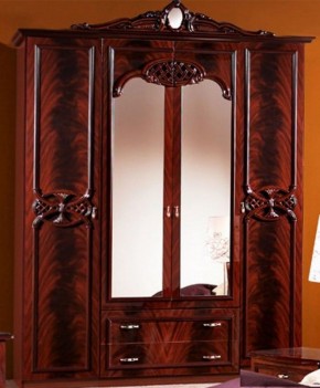 Шкаф 4-х дверный с зеркалами (03.144) Ольга (могано) в Заводоуковске - zavodoukovsk.mebel-74.com | фото
