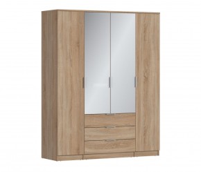 Шкаф 4х дверный с зеркалами Николь СБ-2595/1 (Дуб Сонома) в Заводоуковске - zavodoukovsk.mebel-74.com | фото