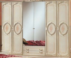 Шкаф 6-и дверный с зеркалами (01.146) Роза (беж) в Заводоуковске - zavodoukovsk.mebel-74.com | фото