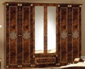 Шкаф 6-и дверный с зеркалами (02.146) Рома (орех) в Заводоуковске - zavodoukovsk.mebel-74.com | фото
